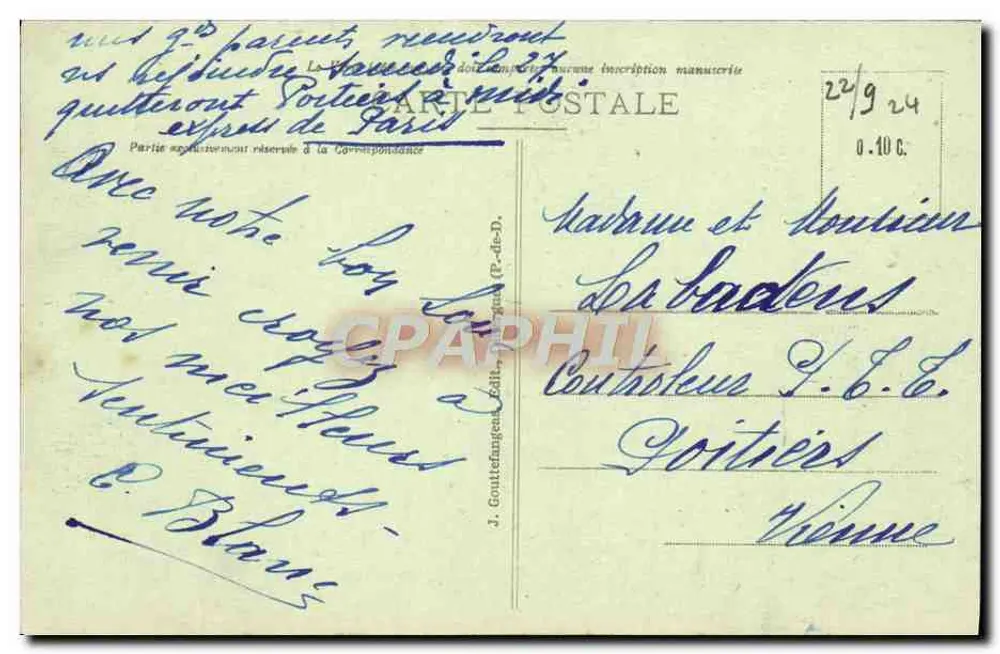 Champeix und sein Weinberg — Auvergne — J. Gouttefange Édit. (n° 5191) - Rückseite