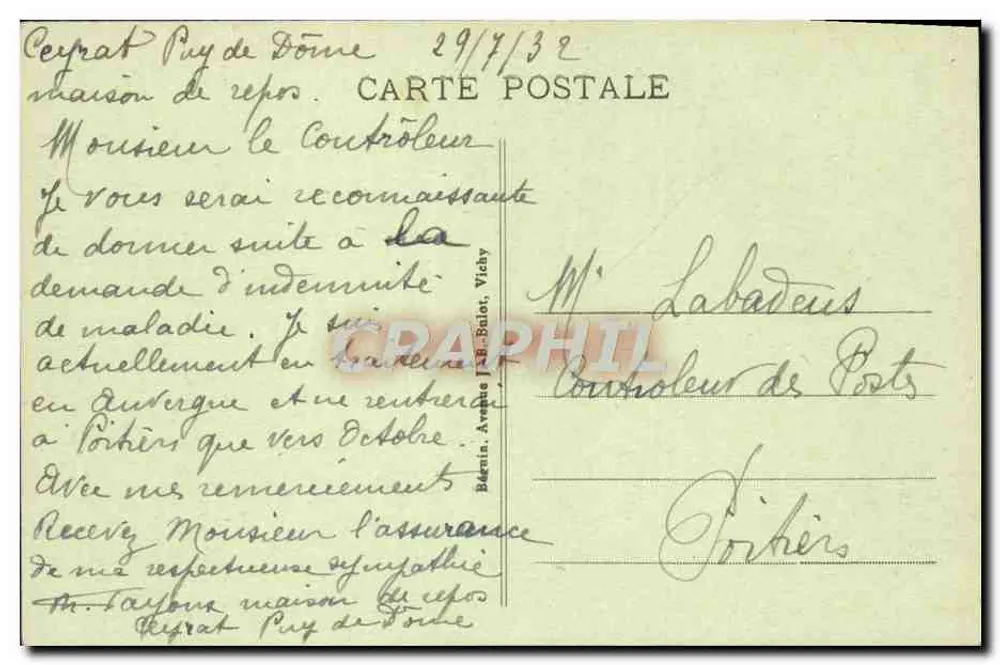 Clermont-Ferrand — Square Blaise Pascal e o Puy de Dôme — A Auvergne pitoresca, editor Idsalo, n° 4081 - Verso