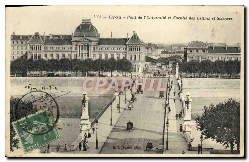 Lyon - Universitätsbrücke und Fakultät für Literatur und Wissenschaften — B. F., Paris, n° 3005 - Vorderseite