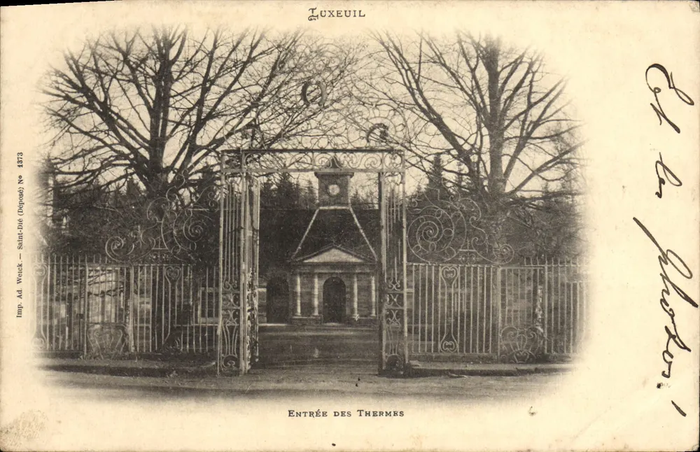 Luceuil — Entrée des Thermes — Imp. Ad Weick, Saint-Jué (Déposé) N° 1573 - Frente