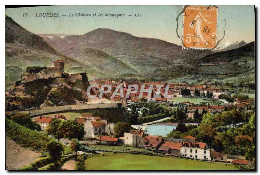 Lourdes — Das Schloss und die Berge — L.L. - Vorderseite