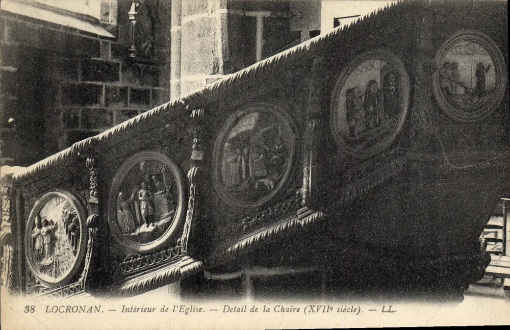 Locronan — Innenansicht der Kirche — Detail der Kanzel (17. Jahrhundert) — LL. - Vorderseite