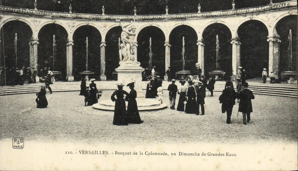 Versailles - Ansicht des Säulenbrunnens, ein Sonntag der großen Fontänen — P.T.D. Paris, n° 110 - Vorderseite