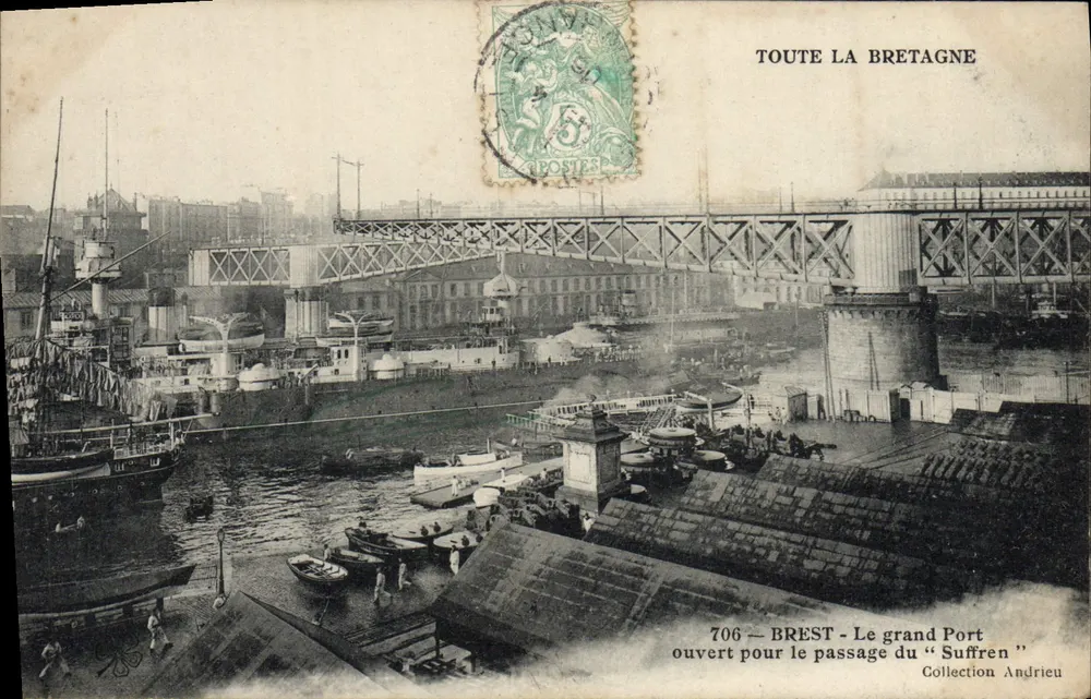 Brest — Der große offene Hafen für den Durchgang des "Suffren" — Ganz Bretagne, Nr. 706 - Vorderseite