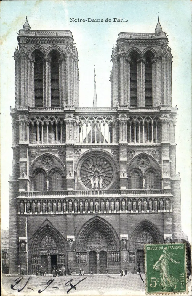 Notre-Dame de Paris — visão da fachada — editor não visível, número de série ilegível - Frente