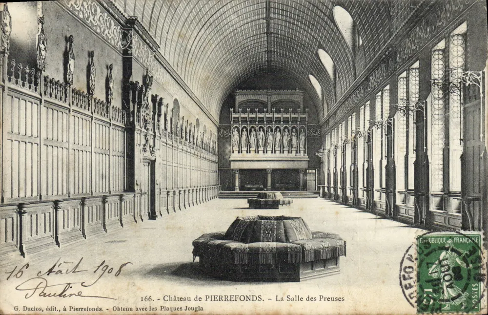 Castelo de PIERREFONDS — A Sala das Preuses — G. Duclos, editor, em Pierrefonds — n° 166 - Frente