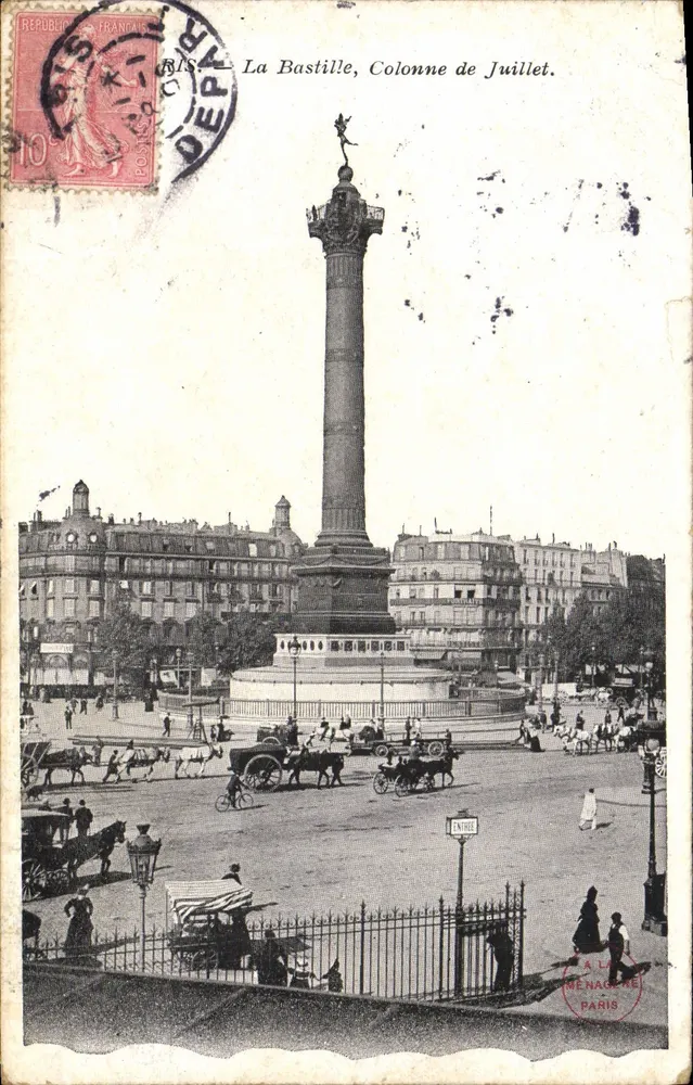 La Bastille, Säule vom 17. August — veröffentlicht von A. Le Menagère, Paris - Vorderseite