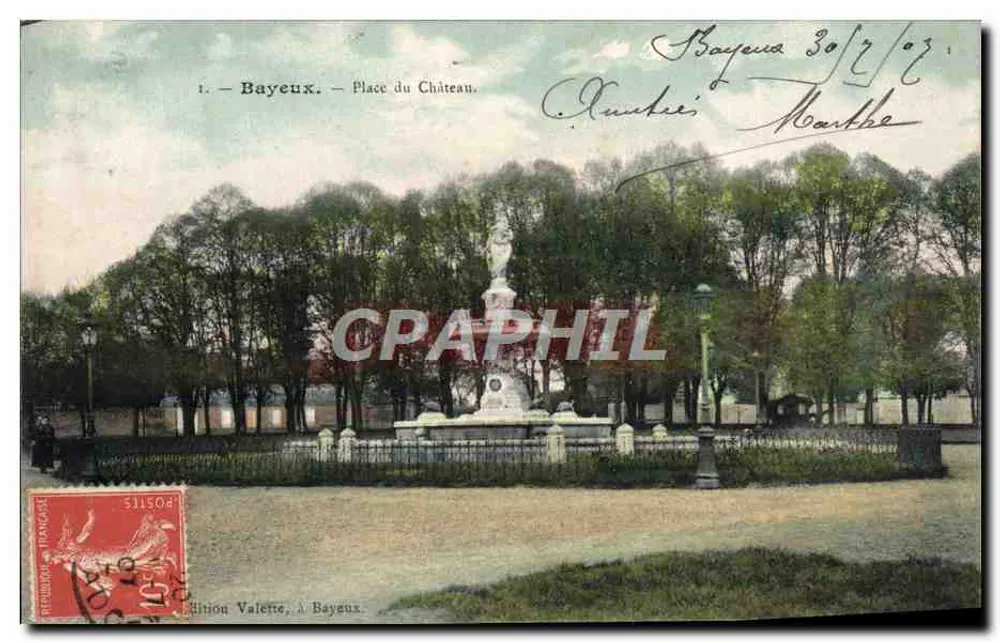Bayeux — Praça do Castelo — Edição Valeret, Bayeux - Frente