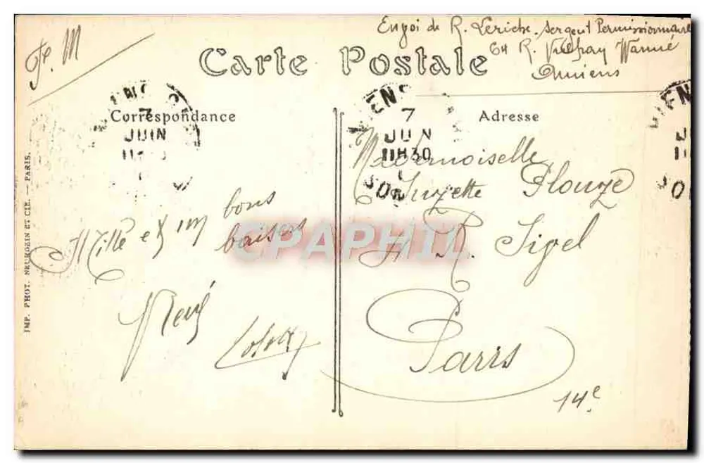 Amiens — O Hotel de Ville — ND Fot. n°84 - Verso