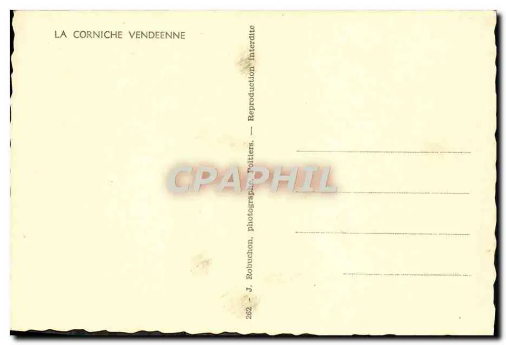 Croix-de-Vie - A Corniche Vendéenne — J. Bobuchon, n°262 - Verso