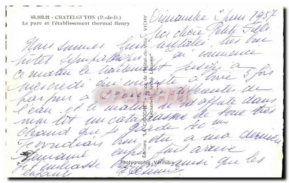 शाटेलगुयों — पार्क और हेनरी के थेरमल संस्थान — 'ला सिगोग्ने' के प्रकाशक, विची - पीछे