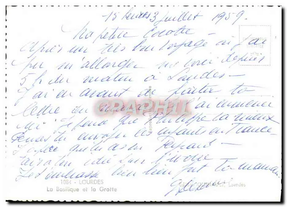 A Basílica e a Gruta — Lourdes — Edição Ollivier, Lourdes - Verso