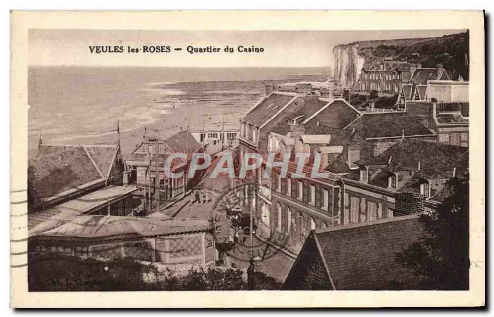 VEULES-LES-ROSES — Bairro do Cassino — editor J. Gaudet - Frente