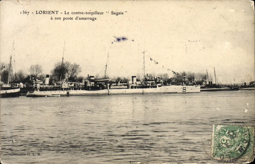 Lorient - Der Torpedoboot "Sagaïe" an seinem Anlegeplatz — Collection H. L. M. - Vorderseite