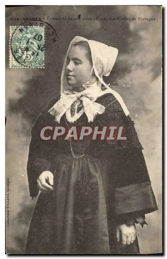 Frau von Saint-Patern - Verkäuferin von Bretonischen Schals — Sammlung Villard, Quimper - Vorderseite