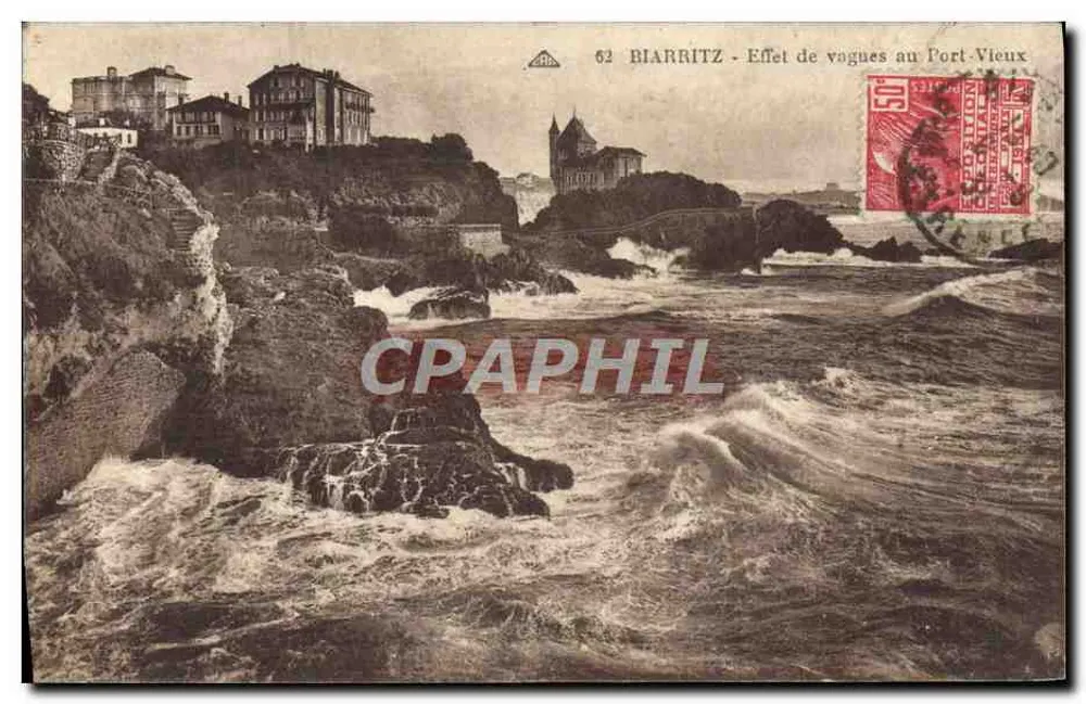 Biarritz — Wellenwirkung am alten Hafen — Verlag A. D. L. Nr. 62 - Vorderseite