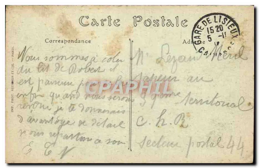 Lisieux — Le Collège Paul und Rue Banaston — ND. Phot. n°1743 - Rückseite