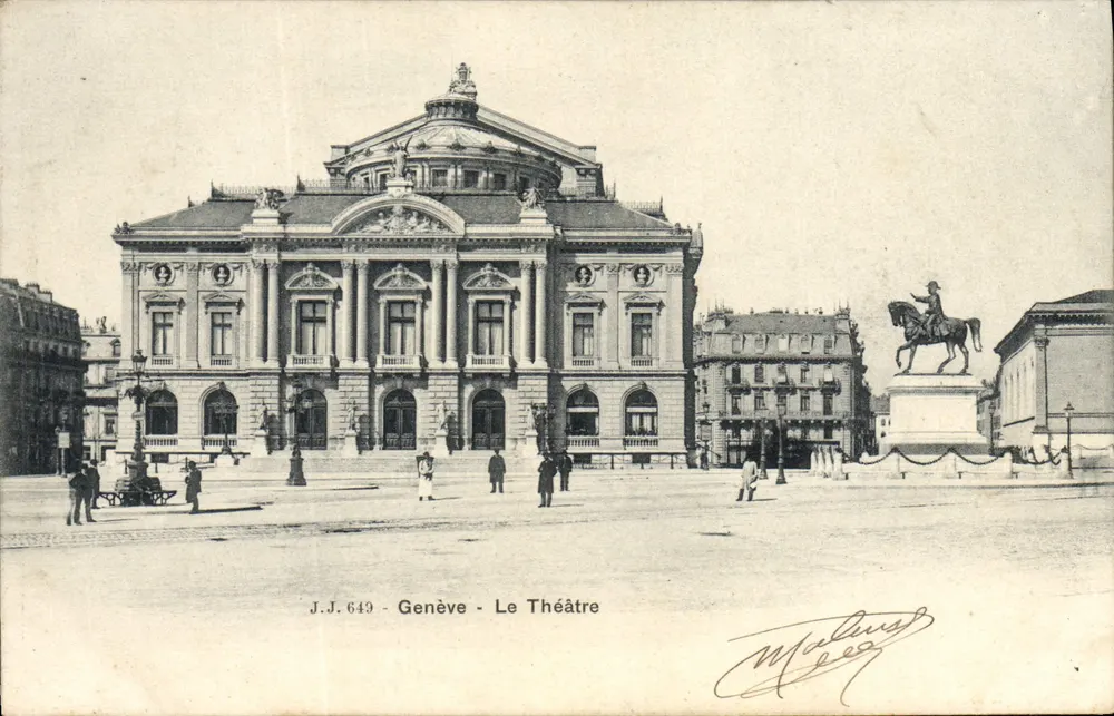 Genebra - O Teatro — J.J. 649 — editor Jullien Frères - Frente