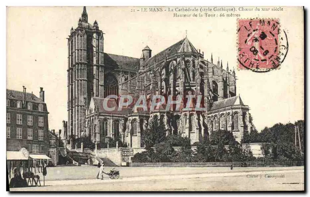 Le Mans - A Catedral (Estilo Gótico) - Chefe do XIIº século - Altura da Torre: 66 metros - Frente