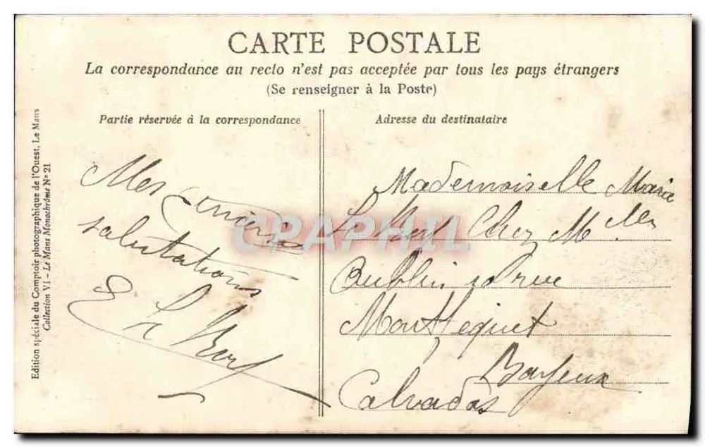 Le Mans - A Catedral (Estilo Gótico) - Chefe do XIIº século - Altura da Torre: 66 metros - Verso