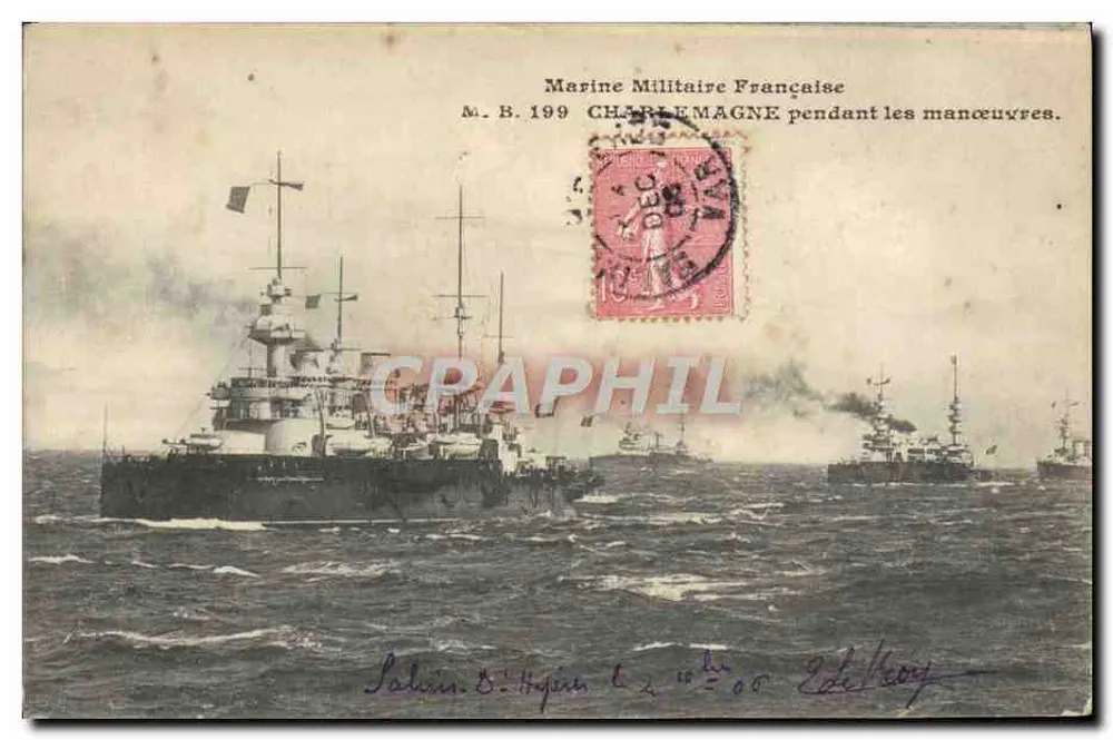 M.B. 199 CARL MAGNO — Marinha Militar Francesa durante as manobras — Editor não visível - Frente