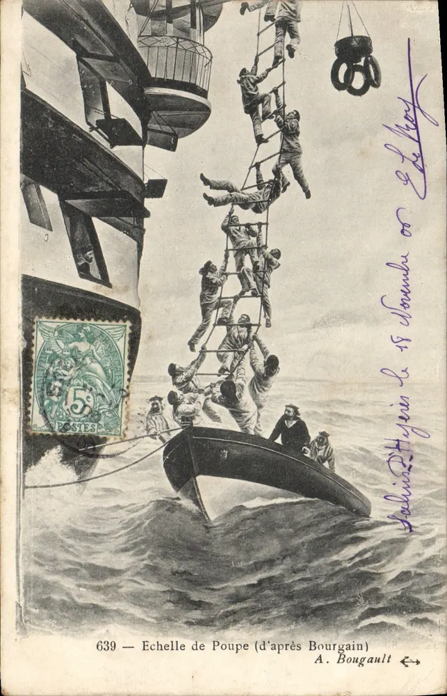Escada de popa — Salvamento marítimo — A. Bougault, n° 639 - Frente