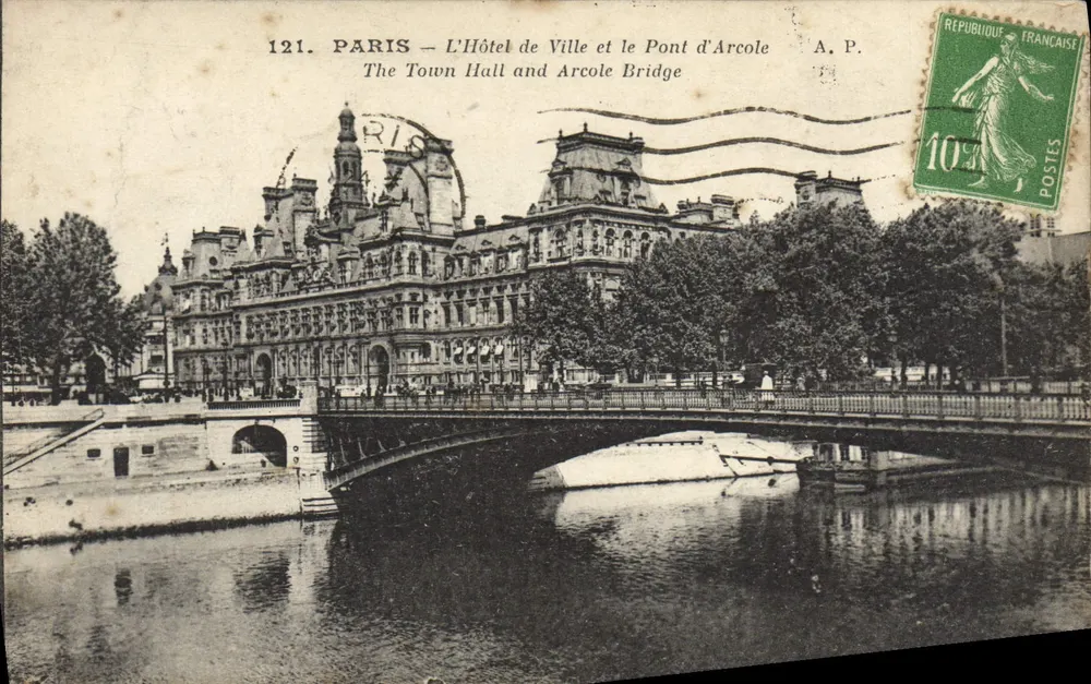 Paris — Rathaus und Brücke d'Arcole — A. P. n°121 - Vorderseite