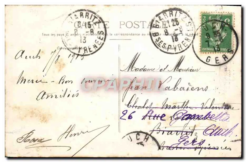 Auch - Kavallerieviertel (9. Jäger) — O. Lafontan, photo. Auch - Rückseite