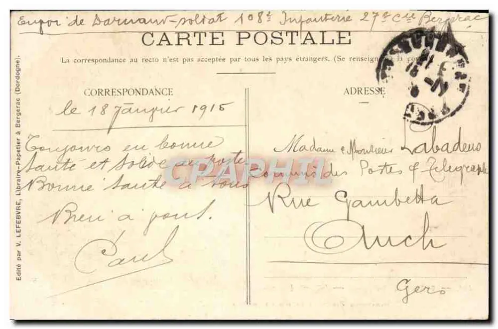 Bergerac (Dordogne) — Etablissements Perdoux : ein Standort des Landschaftsgartens — Verlag V. Lefebvre, Nr. 494 - Rückseite