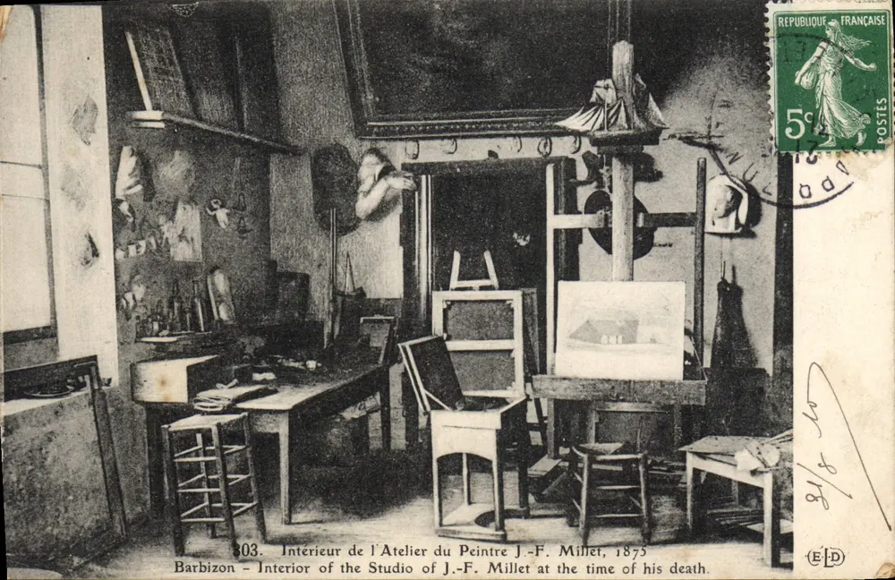 Barbizon — Innenansicht des Ateliers des Malers J.-F. Millet, 1875 — Éditeur ELD, n° 303 - Vorderseite