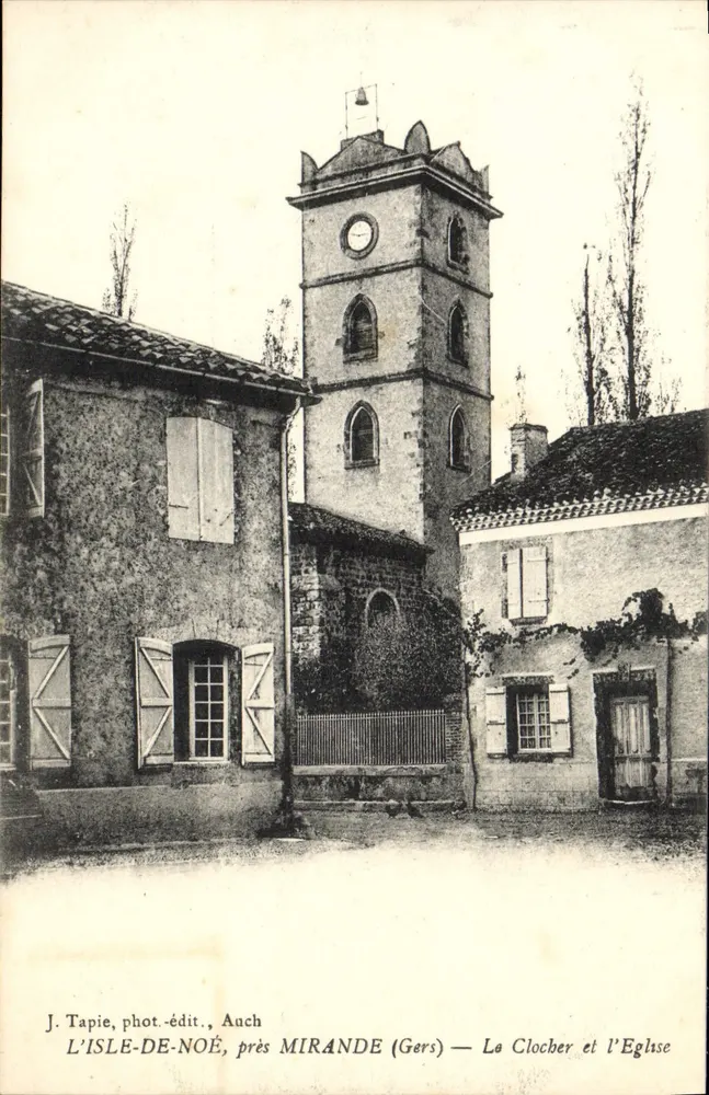 L'Isle-de-Noé, in der Nähe von Mirande (Gers) — Der Turm und die Kirche — J. Tapie, Fotograf-Verleger, Auch - Vorderseite