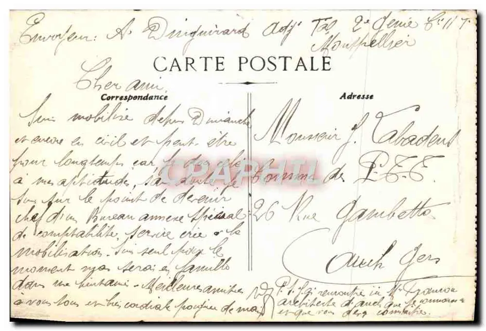Montpellier — Das Wasserwerk und Anschluss des Aquädukts — Verlag: L. Dupont Phototypie in Barcoul Montpellier - Rückseite