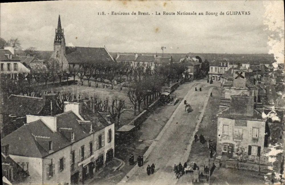 Umgebung von Brest — Nationale Straße im Dorf GUIPAVAS — Verlag: Imprimeries Réunies de Nancy, Nr. 118 - Vorderseite