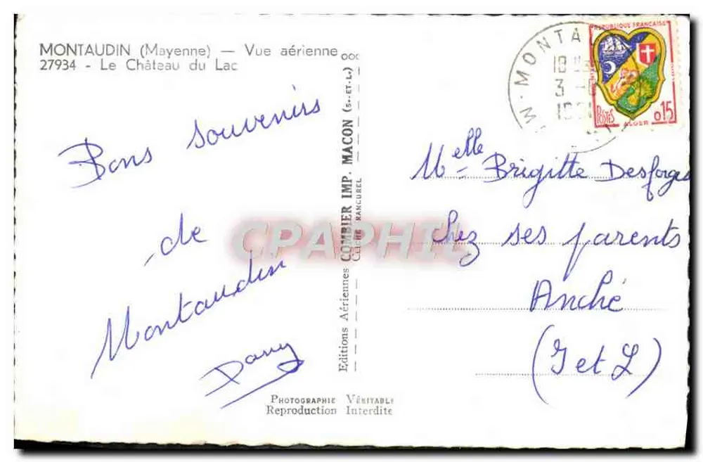 Montaudin (Mayenne) — Vista aérea — Edições Aéreas Combier - Verso
