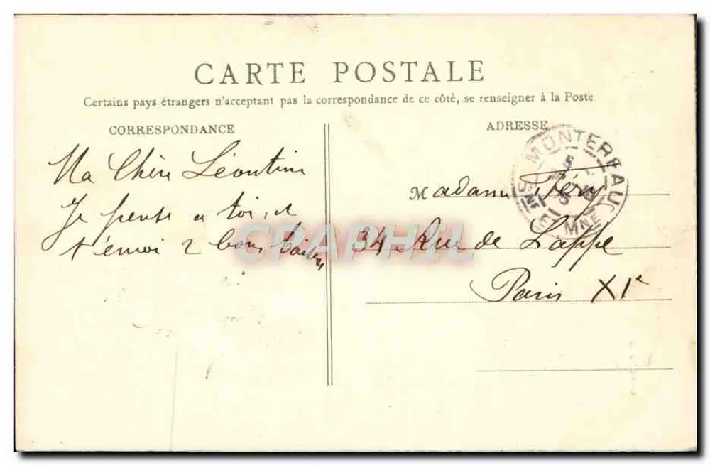 Montereau — Estátua de Napoleão I — B. F., Paris - Verso