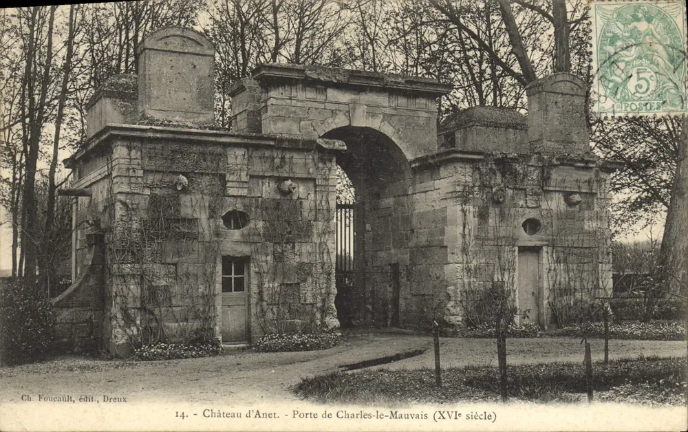 Castelo d'Anet — Porta de Charles-le-Mauvais (século XVI) — Ch. Foucault, editor, Dreux, n°14 - Frente