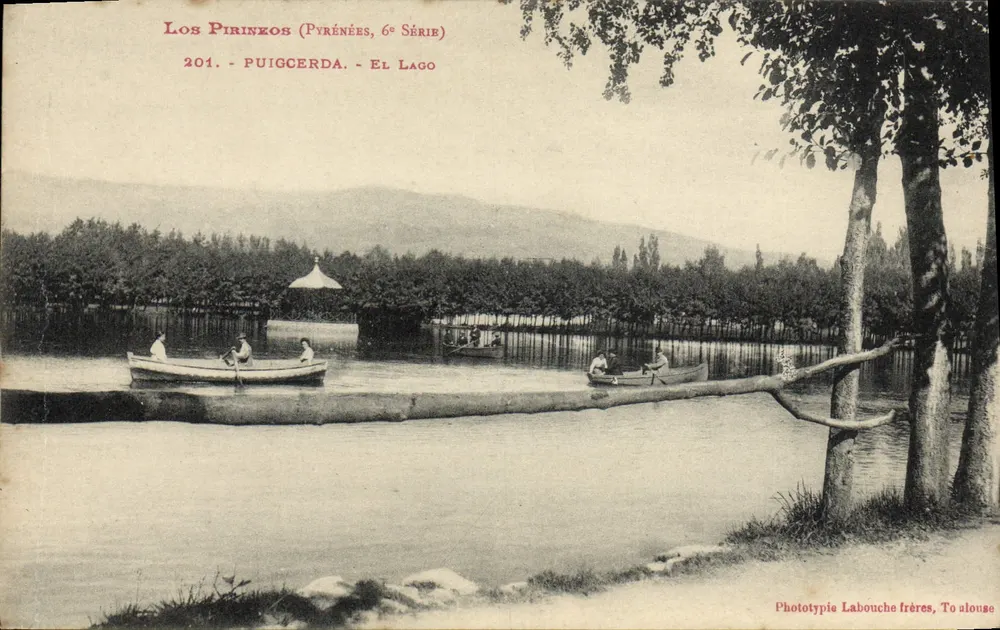 Los Pirinkos (Pirineus, 6ª Série) — Lago em Puigcerda — Fototipia Labouche frères, Toulouse - Frente