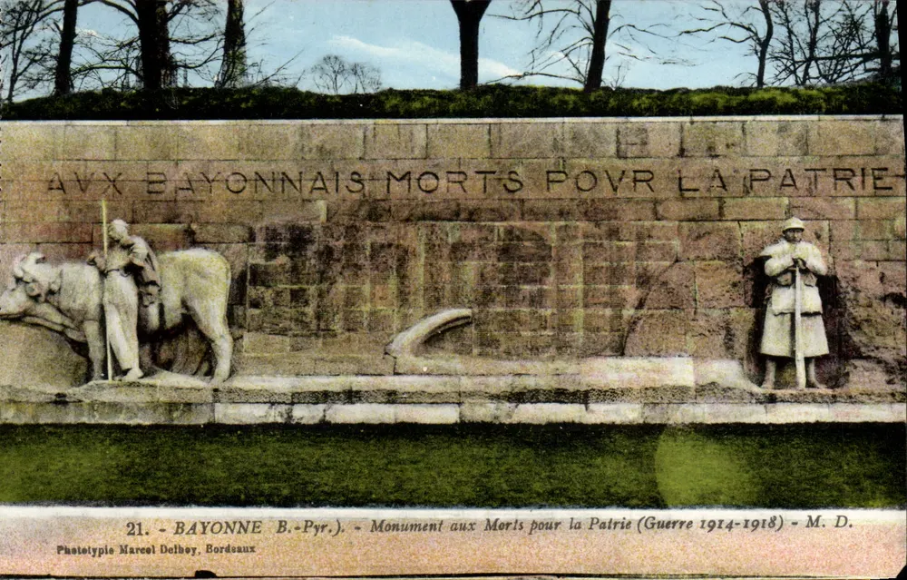 Bayonne — Denkmal für die Toten für das Vaterland (Krieg 1914–1918) — Phototypie Marcel Dolbey, Bordeaux, Nr. 21 - Vorderseite