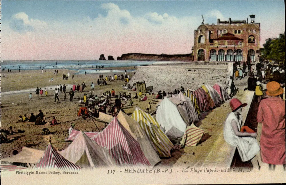Hendaye (B.P.) - A Praia à tarde - Fototipia Marcel Delbouy, Bordeaux, n°537 - Frente