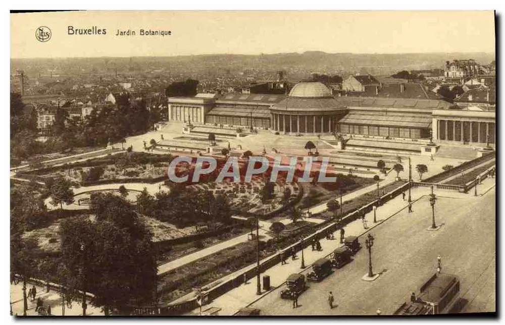 Bruksel, Ogród Botaniczny — widok z powietrza — wydawca Thill, Bruksel - Awers