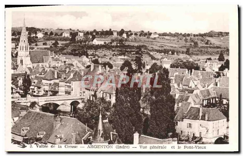 Tal der Creuse — ARGENTON (Indre) — Allgemeine Ansicht und der Alte Brücke - Vorderseite