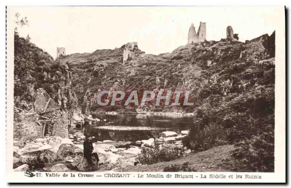 Tal der Creuse — Crozant — Mühle von Brigant — La Sédelle und die Ruinen - Vorderseite