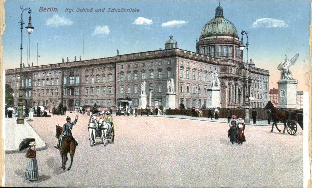 Berlino. Palazzo Reale e Ponte del Palazzo — Kunstanstalt Max O'Drien & Co., Berlino, N. O. 18, No. 305 - Recto