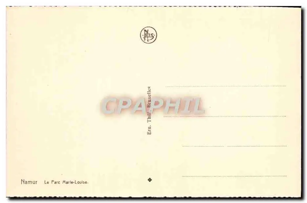 Namur — O Parque Marie-Louise — Ern. Thill, Bruxelas - Verso