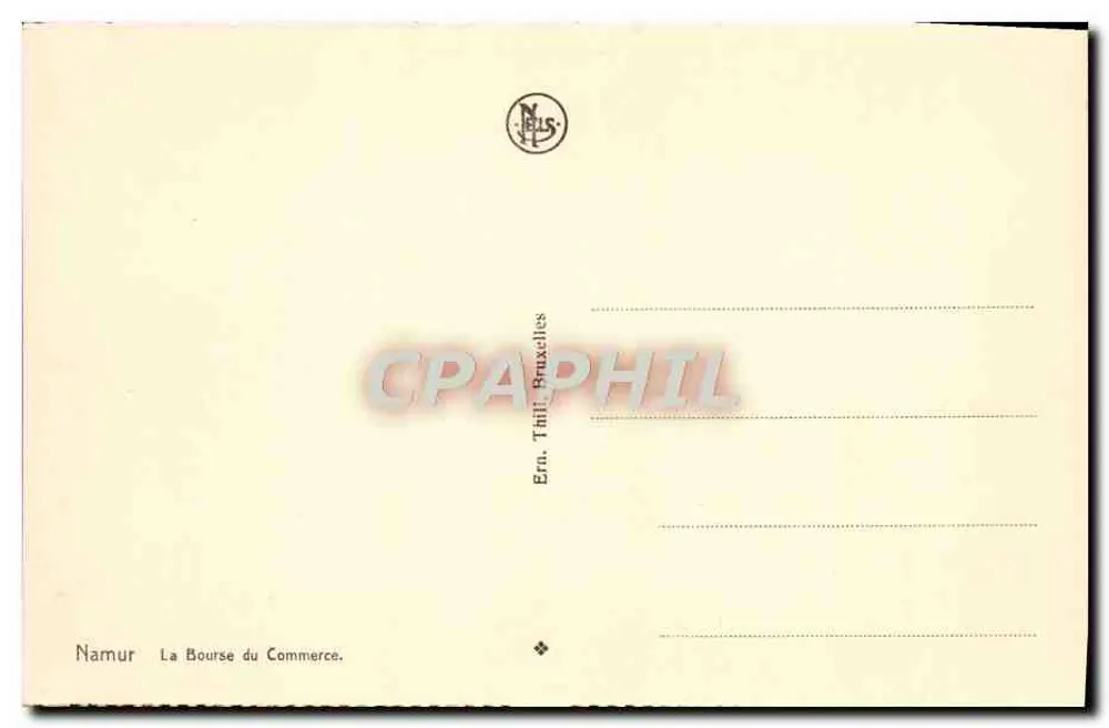 Namur — A Praça do Comércio — Ern. Thill, Bruxelas - Verso