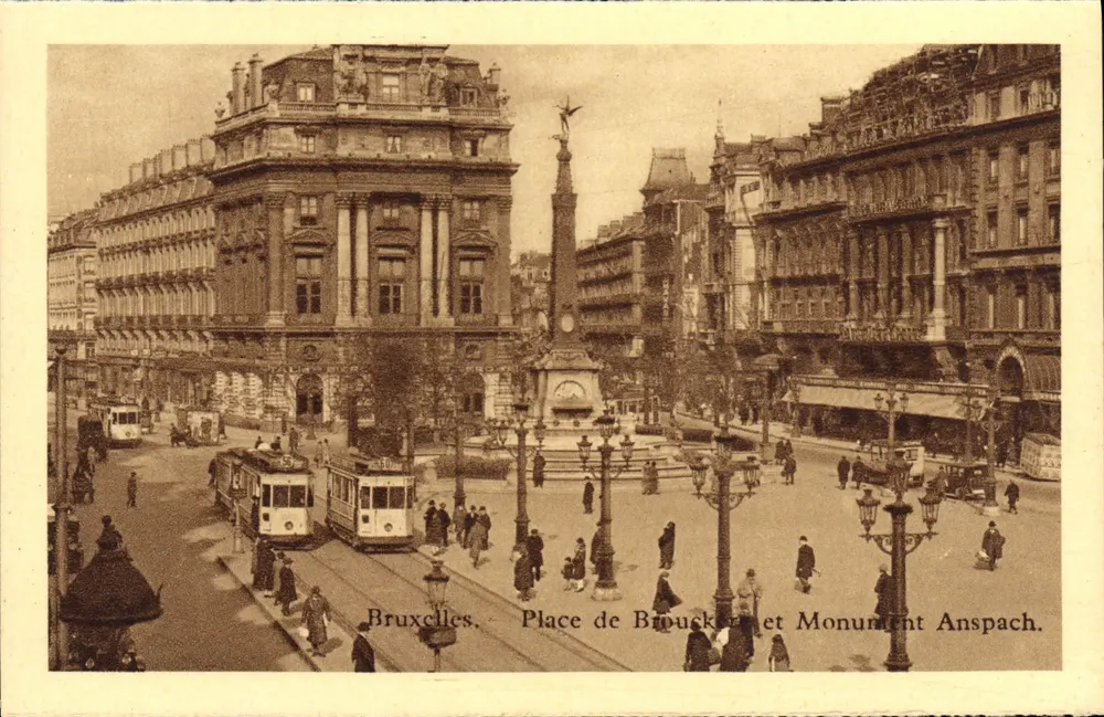 Brüssel. Place de Brouckère und Anspach-Monument — Verleger nicht sichtbar, Seriennummer nicht sichtbar - Vorderseite