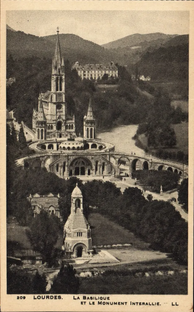 LOURDES. 바실리크와 인터알리에 기념물 — LL, 번호 209 - 앞면