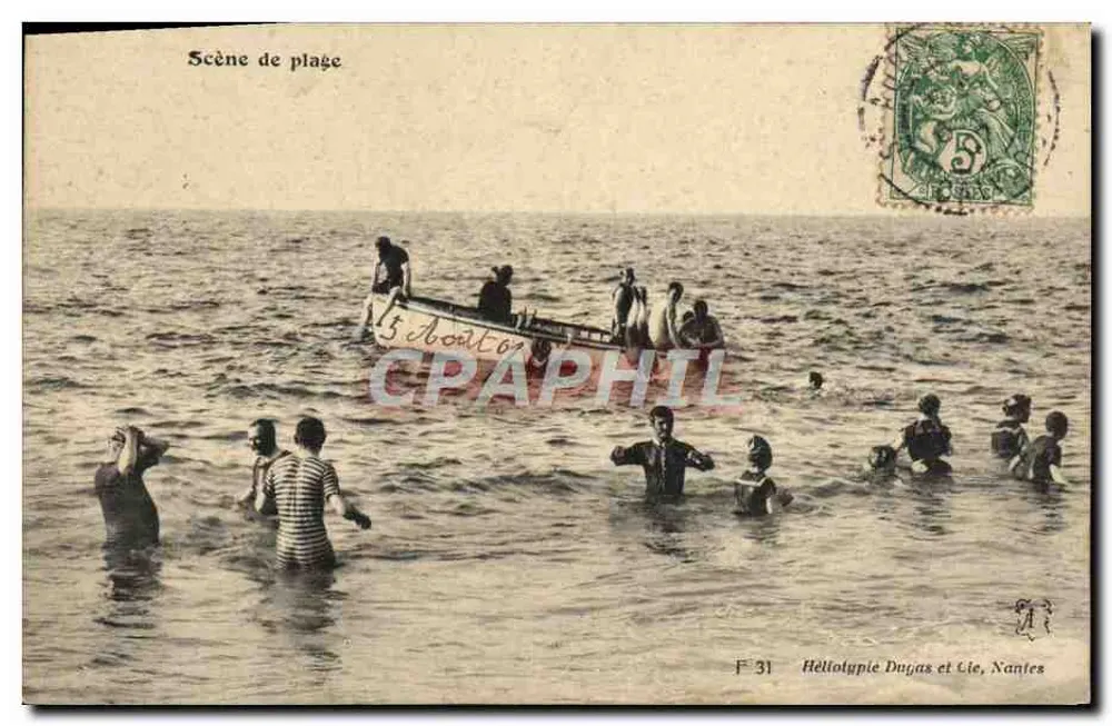 Cena de praia — Héliolypie Dugas e Cie, Nantes — n° F 31 - Frente