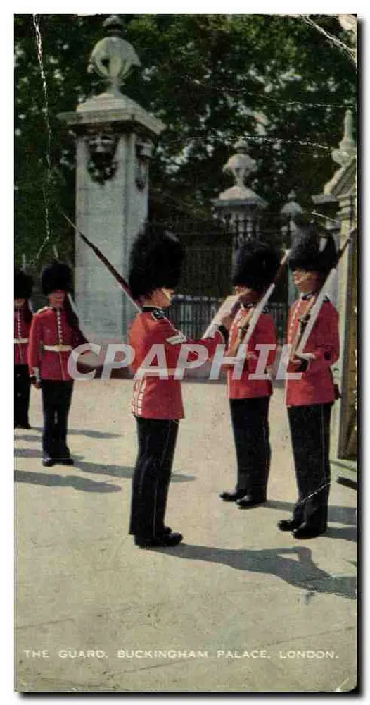 The Guard, Buckingham Palace, London — scène de garde à l'entrée, éditeur VALESQUE & VALENTINE'S LTD. - Vorderseite