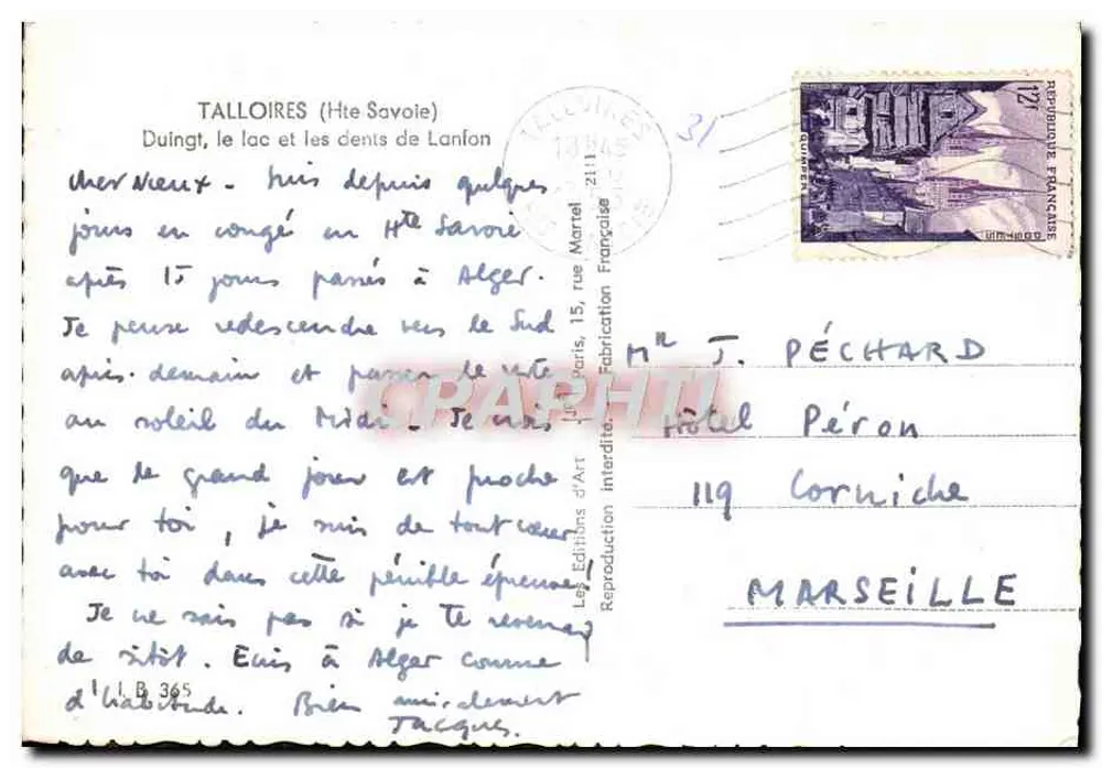 Duingt - See und die Zähne von Laffon — Talloires (Haute-Savoie) — J. Jon - Rückseite